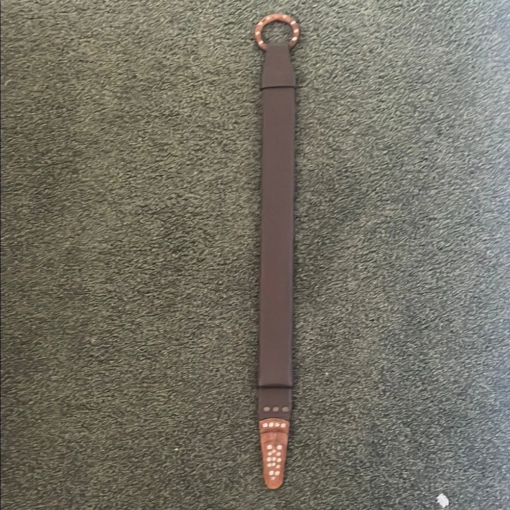 Chico’s Brown Adjustable Leather‎ Belt with Buckle Shell Inlay